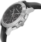 Montre Chronomètre Burberry Check Black BU9356 bracelet cuir noir
