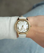 Montre Michael Kors Sage MK4818 – Cuir Blanc & Cadran Nacre