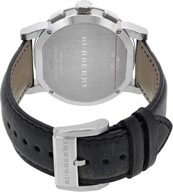 Montre Chronomètre Burberry Check Black BU9356 bracelet cuir noir