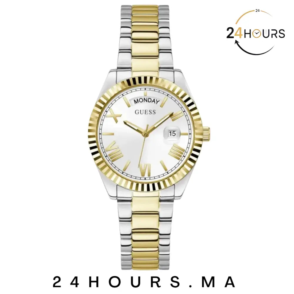 Montre Guess Luna blanche à cadran rond à quartz analogique pour femme