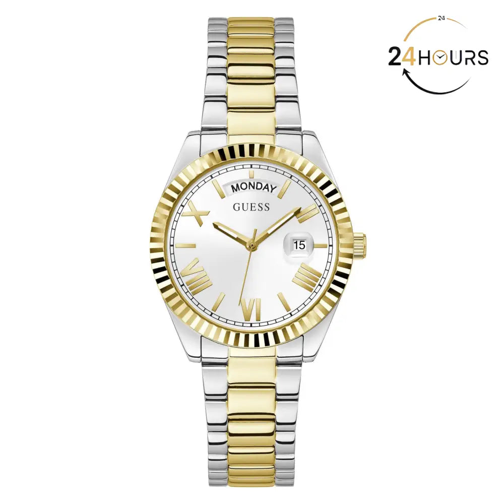 Montre Guess Luna blanche à cadran rond à quartz analogique pour femme