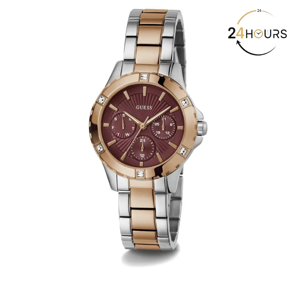 Montre Guess Mist rouge à cadran rond analogique à quartz pour femme