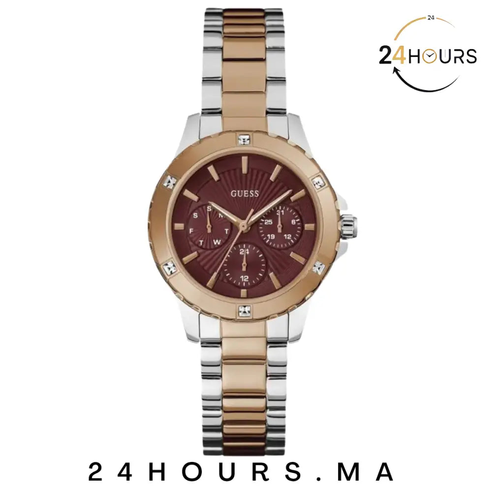 Montre Guess Mist rouge à cadran rond analogique à quartz pour femme