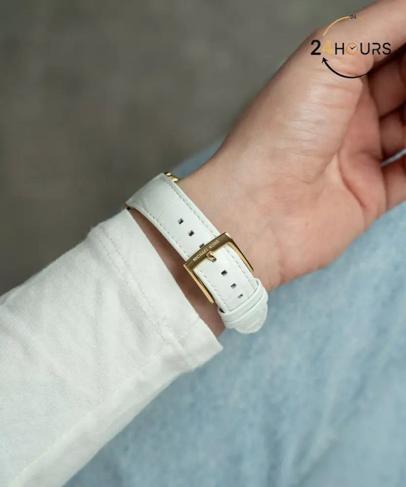 Montre Michael Kors Sage MK4818 – Cuir Blanc & Cadran Nacre