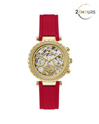 Montre multifonctions Guess Solstice à cadran rond doré pour femme