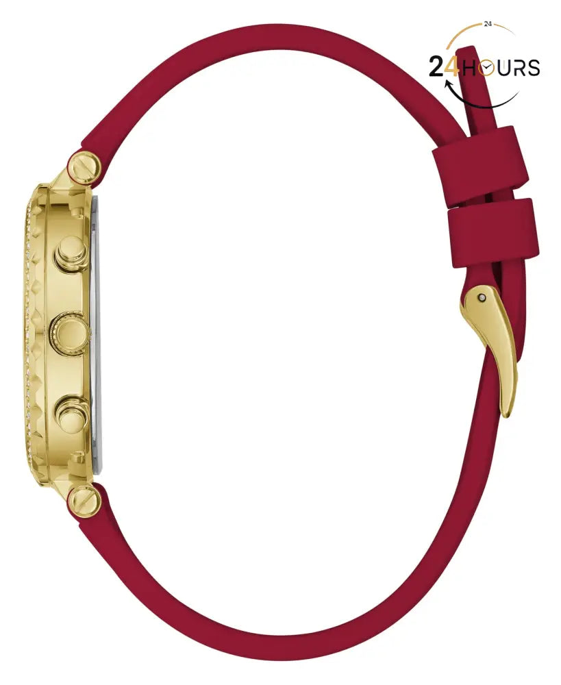 Montre multifonctions Guess Solstice à cadran rond doré pour femme