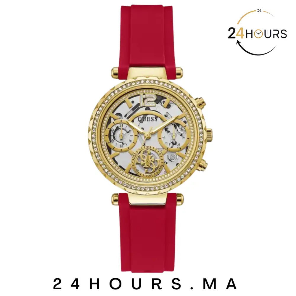 Montre multifonctions Guess Solstice à cadran rond doré pour femme