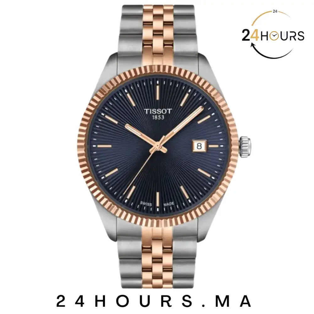 Montre Tissot Ballade 40 mm Homme – Cadran Bleu Bicolore Or Rose